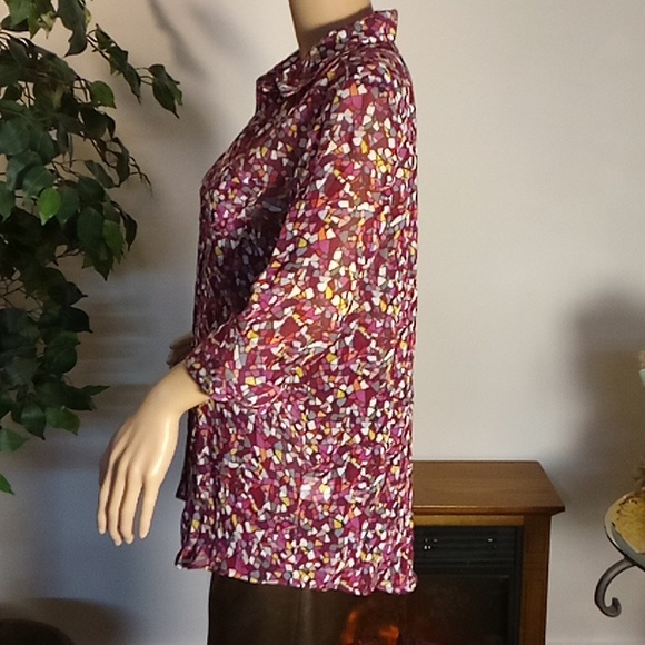 Colorful, Sheer Liz Claiborne Blouse, size medium - Picture 6 of 9